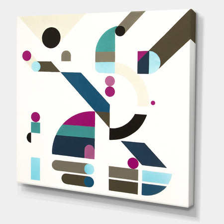 Circe Composition in Pink Green And Black III - Mid-Century Modern Gallery-wrapped Canvas