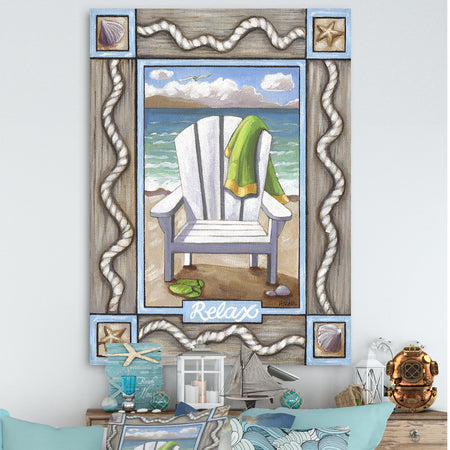 Beach Chair Relax - Nautical & Coastal Premium Canvas Wall Art