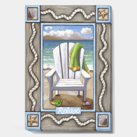 Beach Chair Relax - Nautical & Coastal Premium Canvas Wall Art