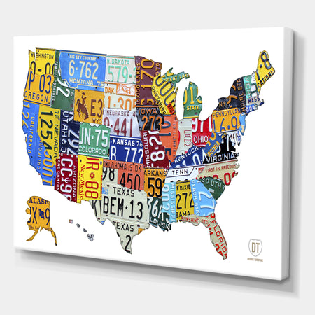 License Plate Map USA - Cottage Canvas Art Print