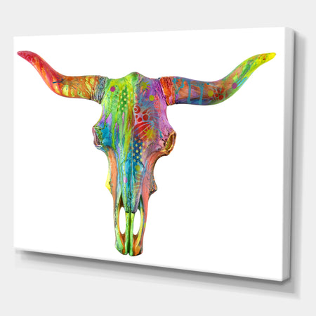 Longhorn Rainbow Skull - Modern & Contemporary Gallery-wrapped Canvas