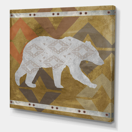 Patterned Walking White Bear - Traditional Canvas Wall Art