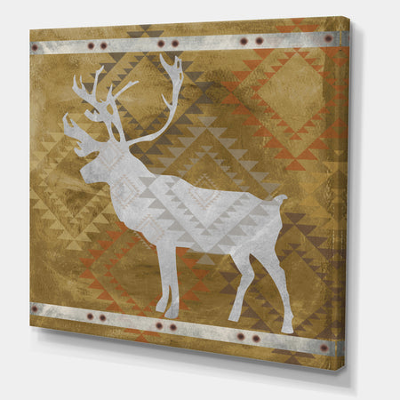 Patterned Walking White Moose - Traditional Gallery-wrapped Canvas