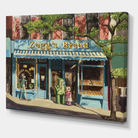 Robot Donut Bakery - Modern & Contemporary Gallery-wrapped Canvas