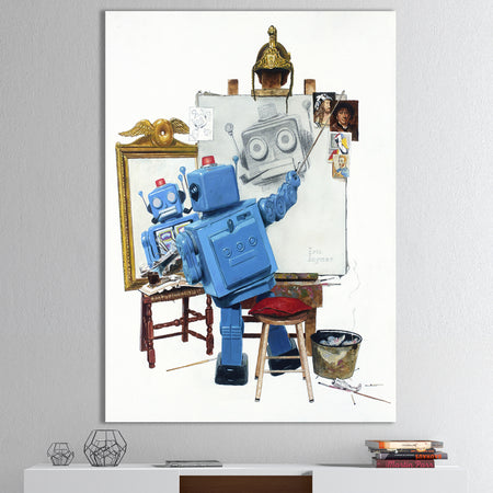 Robot Painting Selfie - Modern & Contemporary Gallery-wrapped Canvas
