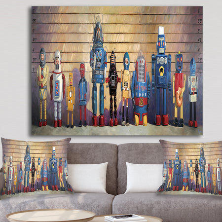 Robots Line Up Usual Suspects I - Modern & Contemporary Canvas Art Print