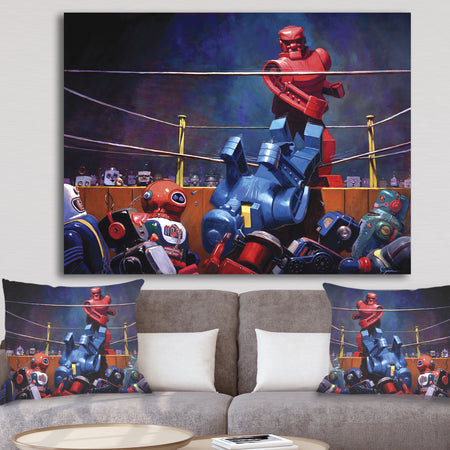 Robot Boxing - Modern & Contemporary Premium Canvas Wall Art