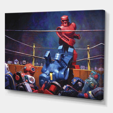 Robot Boxing - Modern & Contemporary Premium Canvas Wall Art