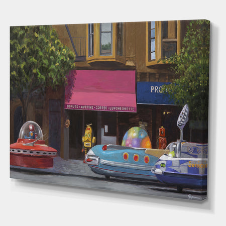 Futuristic Luncheonette For Robots - Modern & Contemporary Canvas Art Print
