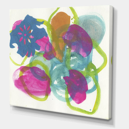 Fuchsia And Blue Scribble II - Mid-Century Modern Canvas Wall Art