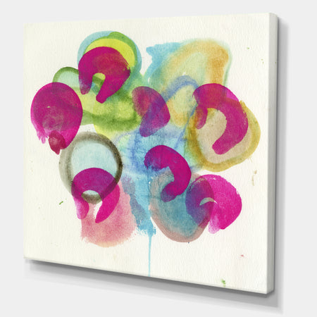 Fuchsia And Blue Scribble III - Mid-Century Modern Gallery-wrapped Canvas