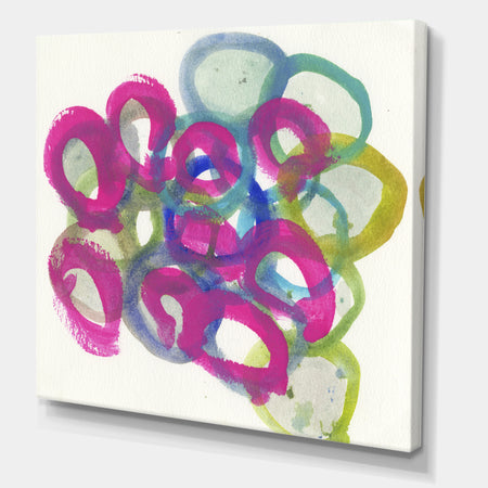 Fuchsia And Blue Scribble III - Mid-Century Modern Premium Canvas Wall Art
