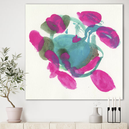 Fuchsia And Blue Scribble IV - Mid-Century Modern Canvas Wall Art