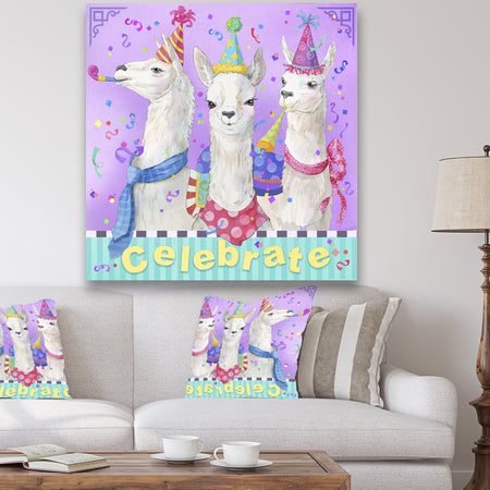 Llama Party - Modern & Contemporary Gallery-wrapped Canvas