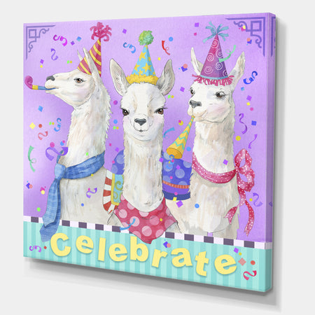 Llama Party - Modern & Contemporary Gallery-wrapped Canvas