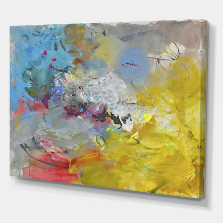 Blue And Yellow Color Spatters I - Modern & Contemporary Canvas Artwork