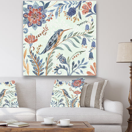 Birds and Flowers IV - Cottage Canvas Artwork