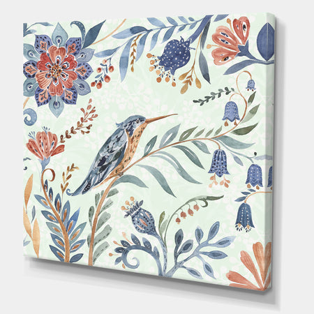 Birds and Flowers IV - Cottage Canvas Artwork