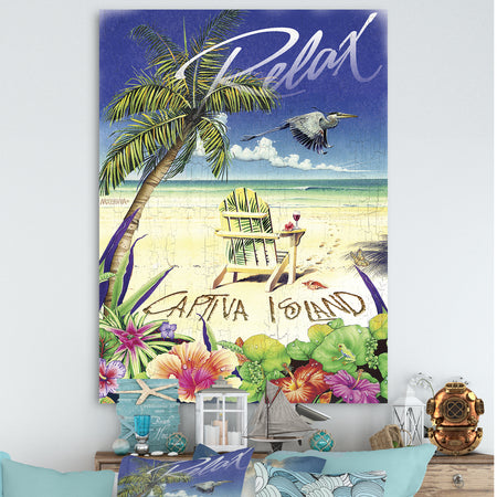 Relax Palm Chair - Nautical & Coastal Canvas Wall Art