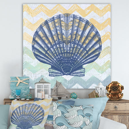 Chevron-Shell-1-7914 - Nautical & Coastal Canvas Wall Art