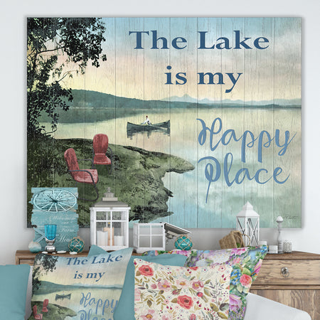 The Lake is My Happy Place - Lake House Canvas Wall Art