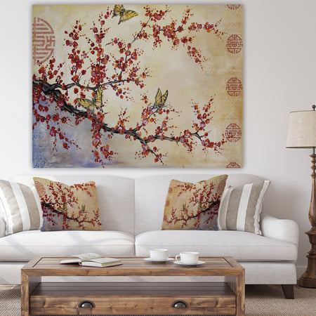 Butterfly Blossoms-Asian - Cottage Canvas Art Print