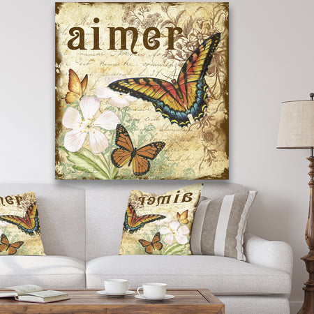 Inspirational Butterflies Love - Cottage Canvas Artwork