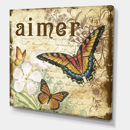 Inspirational Butterflies Love - Cottage Canvas Artwork