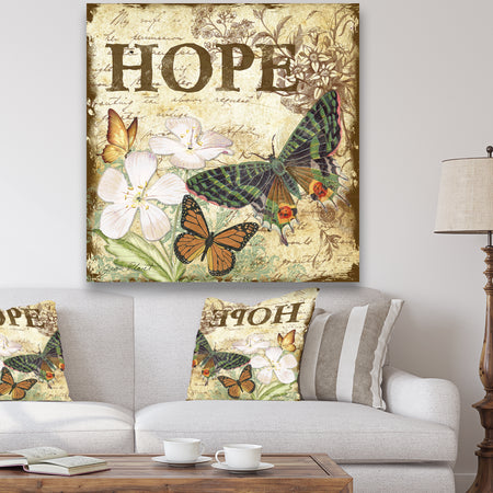 Inspirational Butterflies Hope - Cottage Canvas Wall Art