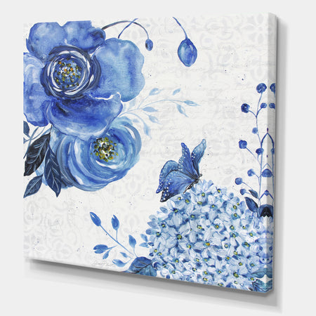 Blue Symphony In The Garden 2 - Cottage Canvas Art Print