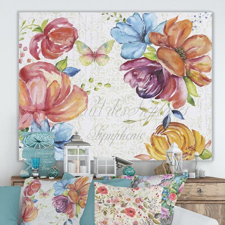Floral Symphonie In The Garden - Cottage Gallery-wrapped Canvas