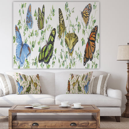 Summertime Butterflies E - Cottage Canvas Art Print
