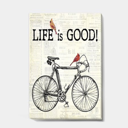 Bicycle With Cardinals C - Cottage Premium Canvas Wall Art