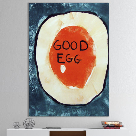 Good Egg On Blue - Modern & Contemporary Gallery-wrapped Canvas