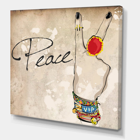 Gypsy Hippy Hand Peace - Cottage Canvas Wall Art