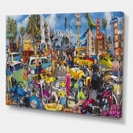 Venice Beach Roadside Collage - Modern & Contemporary Gallery-wrapped Canvas