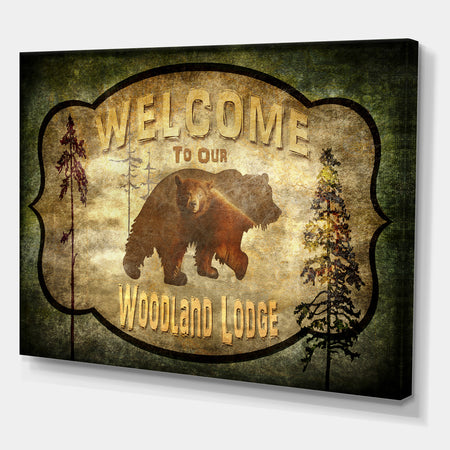 Welcome_Lodge Bear - Cottage Canvas Art Print