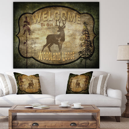 Welcome_Lodge Deer - Cottage Gallery-wrapped Canvas