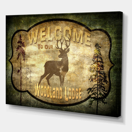 Welcome_Lodge Deer - Cottage Gallery-wrapped Canvas