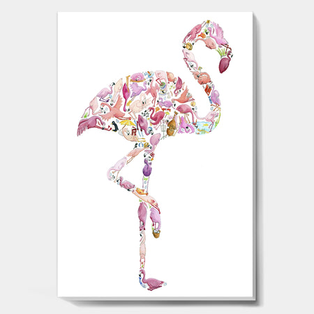 Flamingo Composition of Flamingo - Cottage Canvas Wall Art