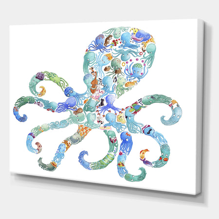 Octopus Made Of Octopus - Nautical & Coastal Canvas Art Print