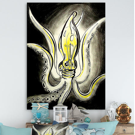 Light Bulb Squid - Nautical & Coastal Canvas Artwork