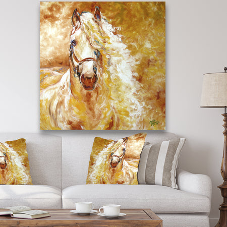 Golden Grace Andalusian Equine - Cottage Canvas Art Print