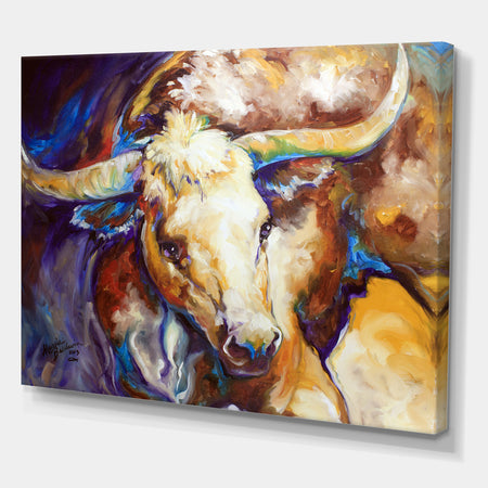 Power Longhorn Abstract - Cottage Canvas Wall Art
