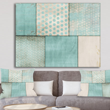 Teal Print Collage - Mid-Century Modern Gallery-wrapped Canvas
