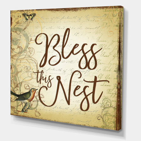 Bless this Nest Scripty - Cottage Gallery-wrapped Canvas
