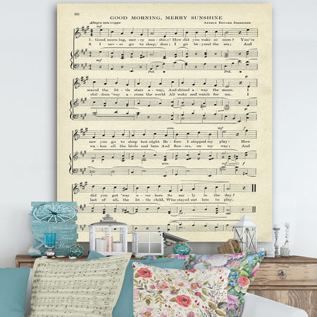 Goodmorning Merry Sunshine Music Score - Cottage Canvas Artwork