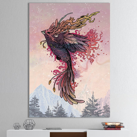 Phoenix Rising Over Moun tains - Modern & Contemporary Canvas Wall Art