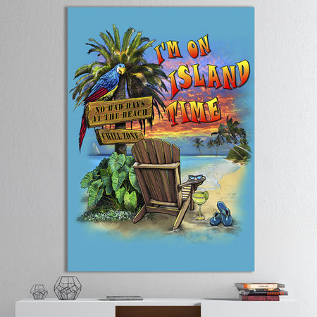 Tropical Vibes Island Time - Cottage Canvas Wall Art