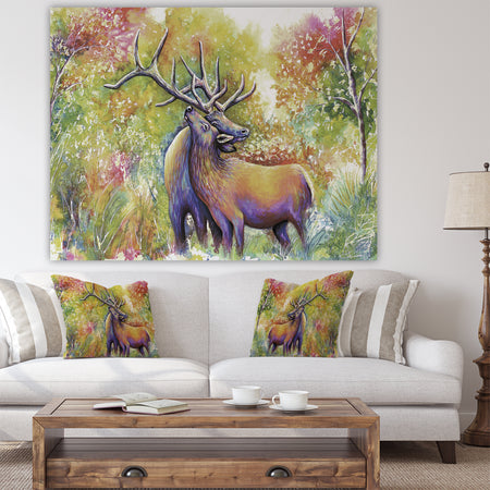 Hugging Elk Love - Cottage Canvas Art Print